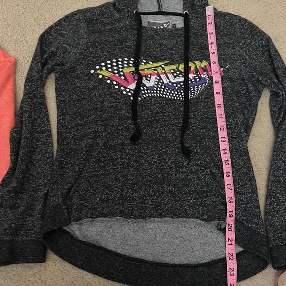 Volcom Terry hoodie bundle of 2, High low, drawstring, heather, kangaroo pocket - Picture 3 of 9